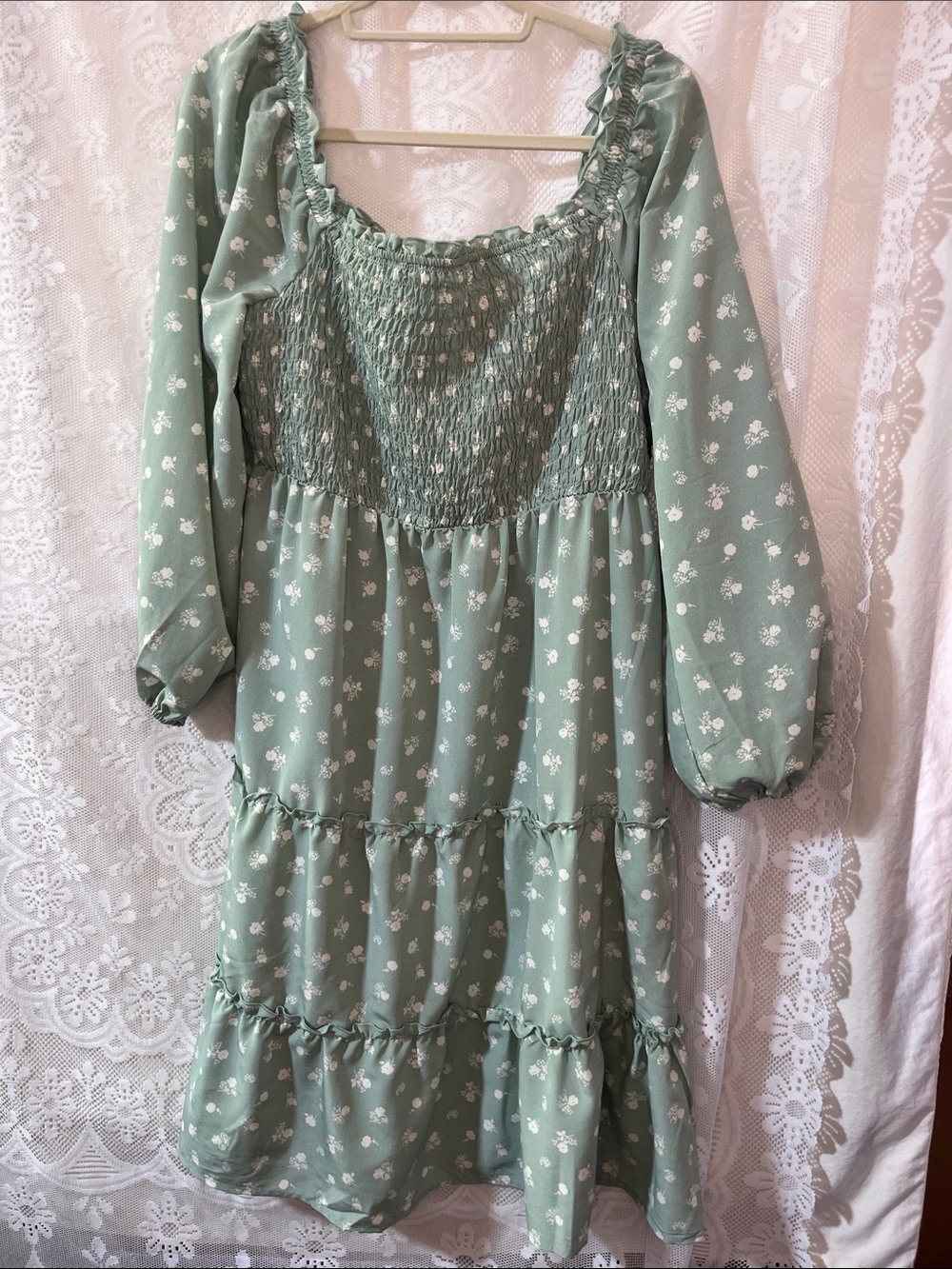 Winslow Smocked Floral Ruffle 1X
